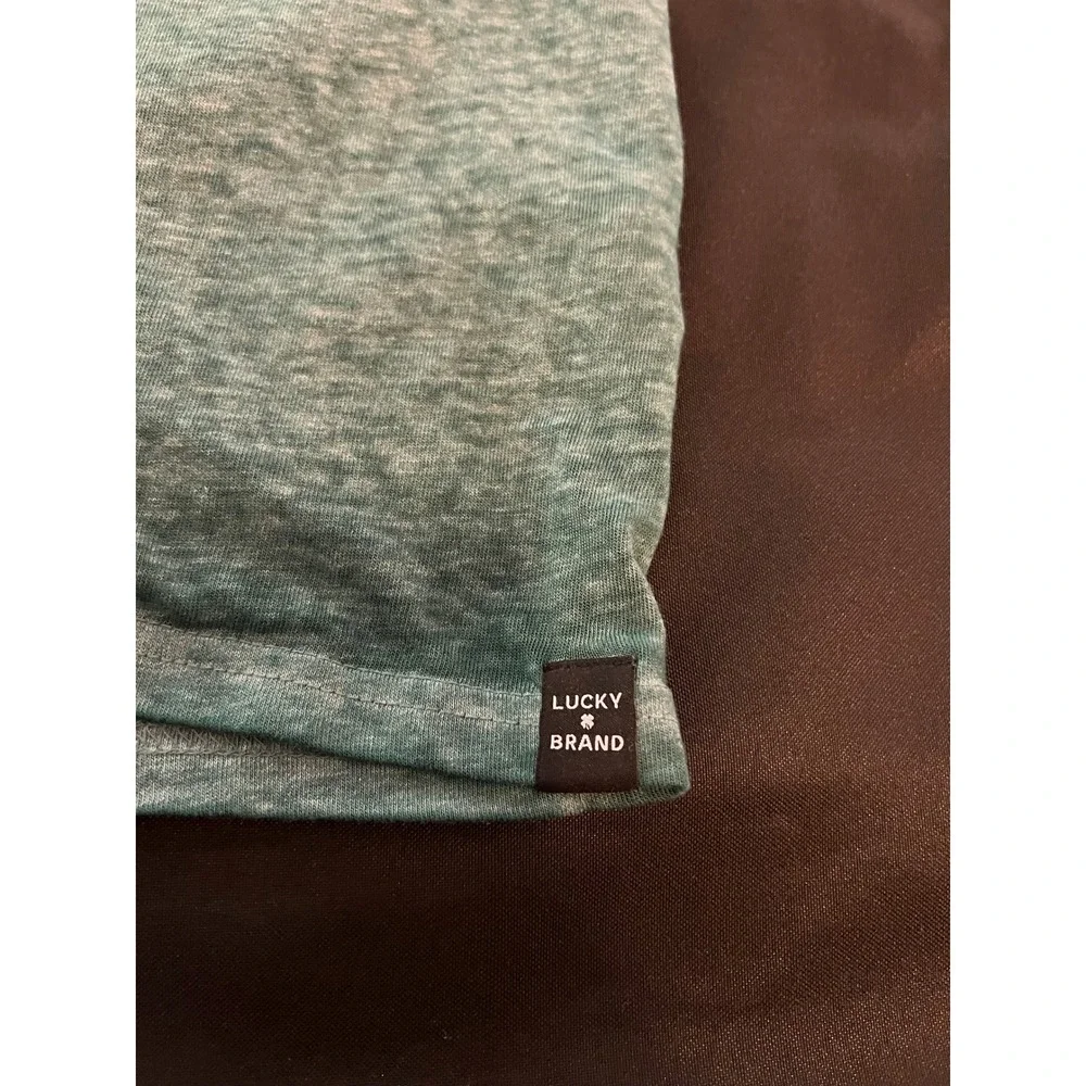 Lucky Brand Venice Burnout Henley Shirt Mens XXL Green Short Sleeve Tee